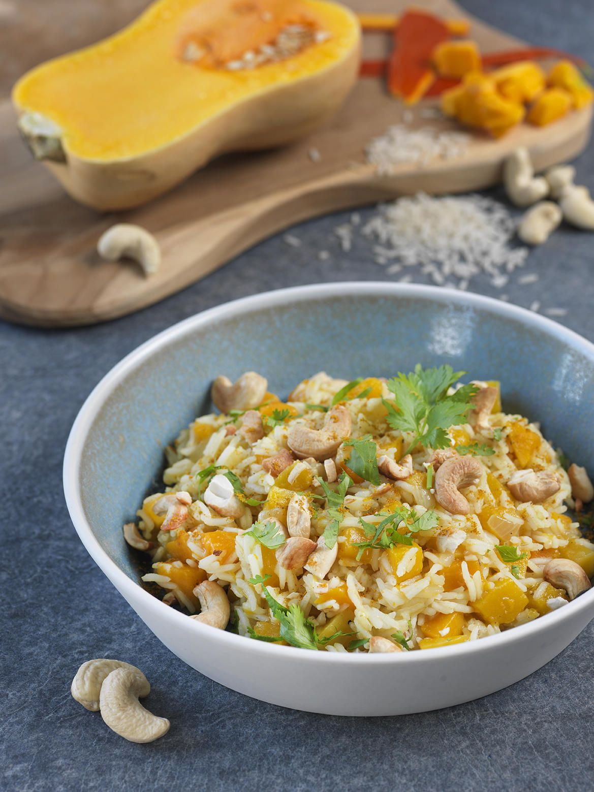 Riz sauté au potimarron et à la courge